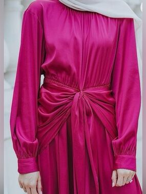 Magenta Front Tie Maxi Dress. Small. Long Sleeves. Women. Like New. The Drop